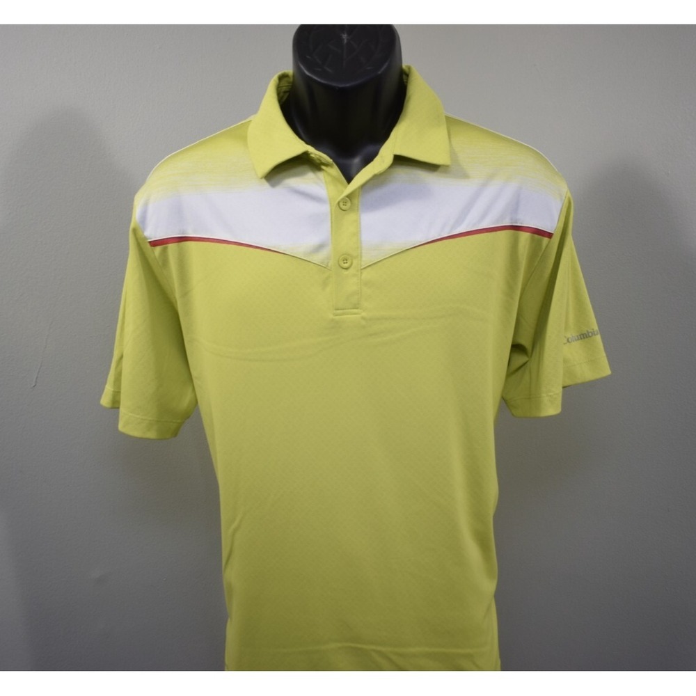 Columbia Golf Polo Yellow Omni-Freeze‎ Performance Short Sleeve Mens Large
